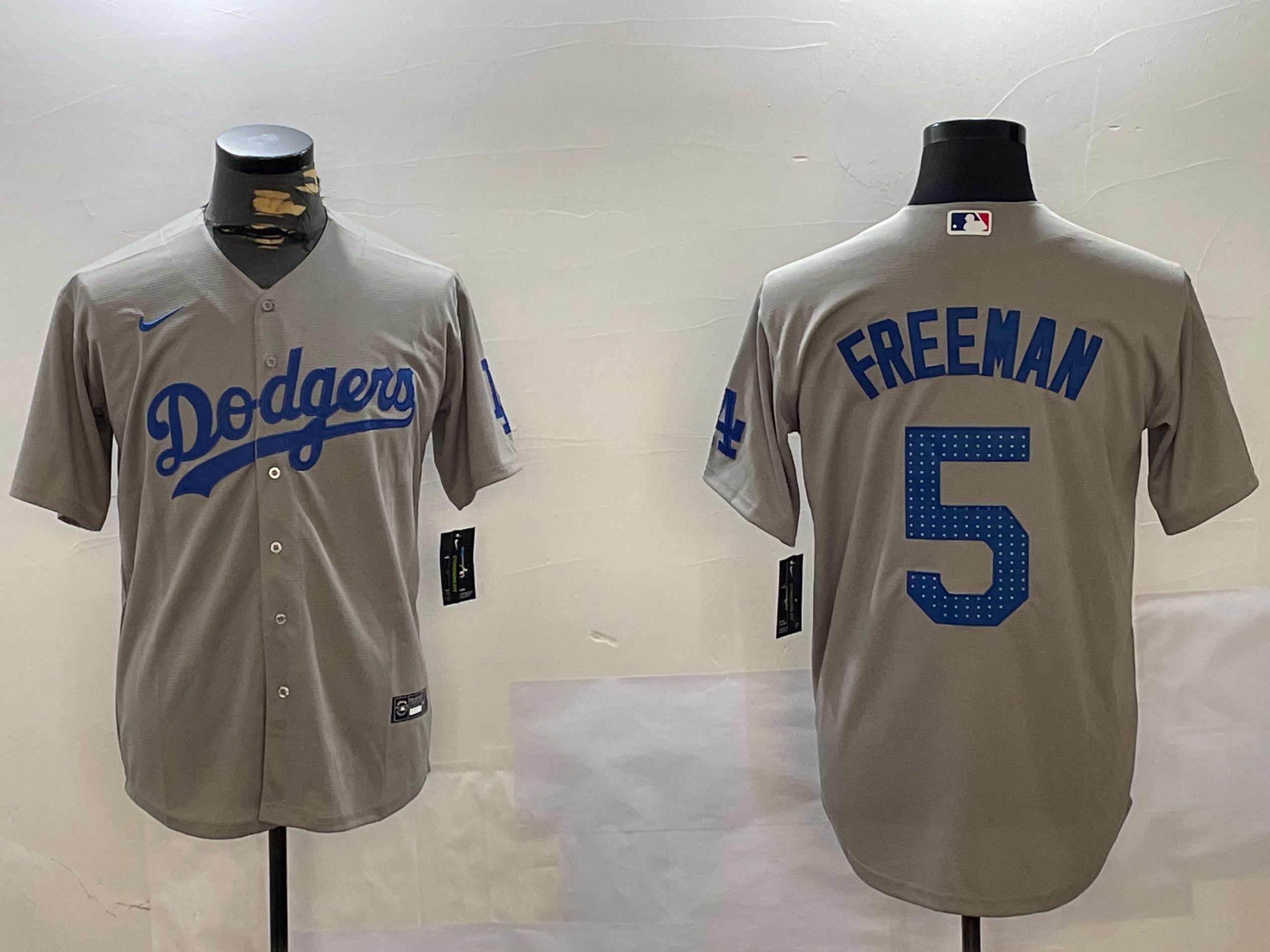 Men Los Angeles Dodgers 5 Freeman Grey Game 2024 Nike MLB Jersey style 1216